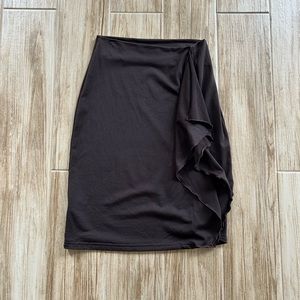 Susana Monaco brown pull-on skirt w side ruffle Size S EUC